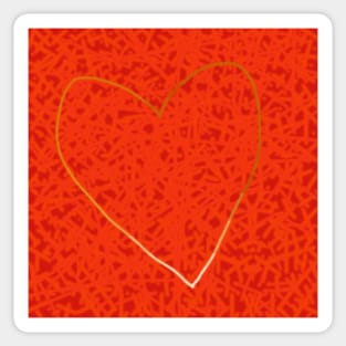 Gold Minimal Line Heart on Red Sticker